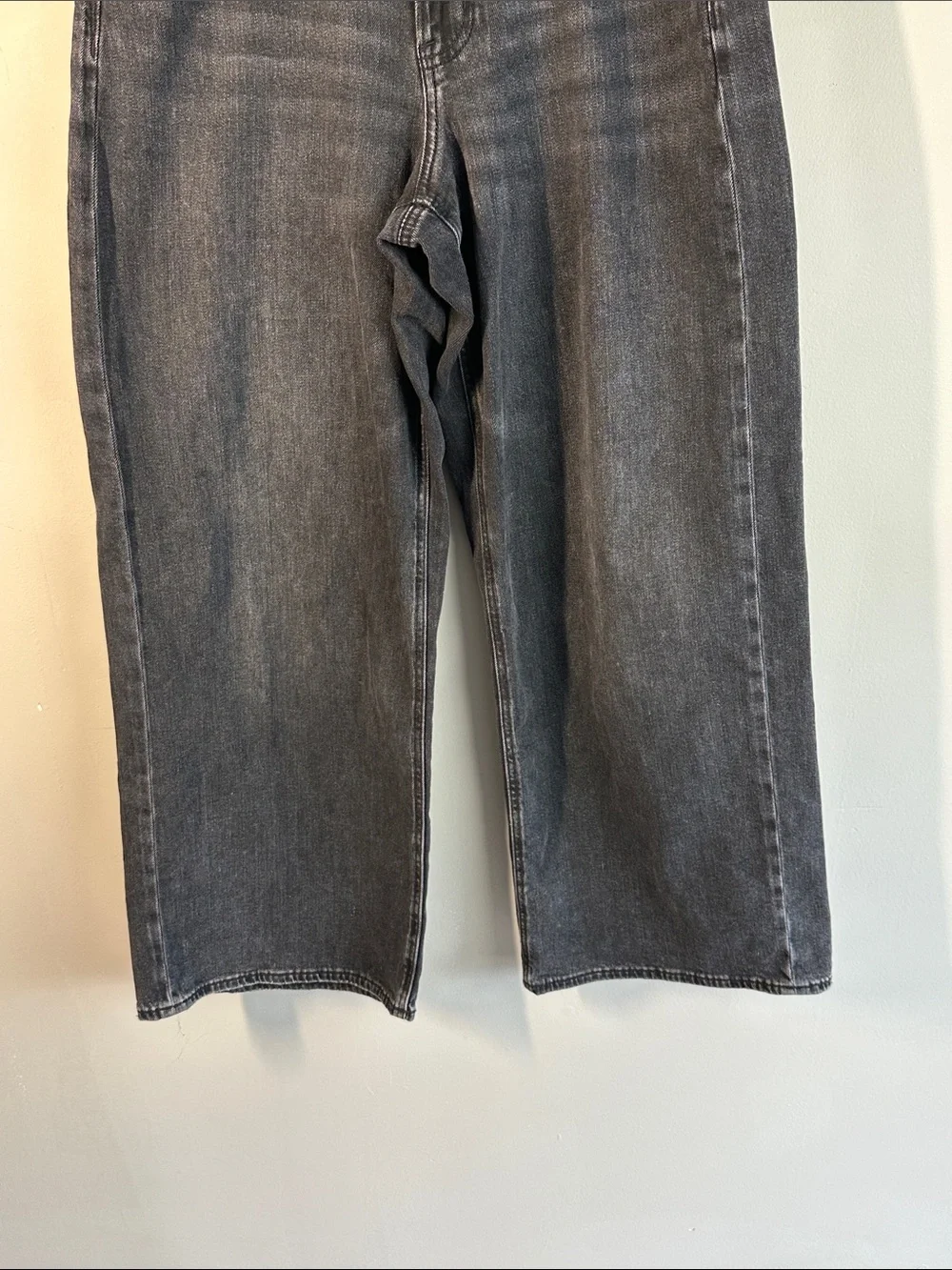 American Eagle Black Curvy Baggy Wide Leg Jeans Size 8 Festival Boho 90’s